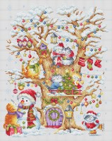 Кошкин дом (зима) - Набор для вышивания счетным крестом 