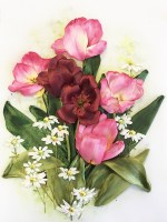 Тюльпаны и ромашки- Набор для вышивки лентами 
