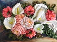 Каллы с розами - Набор для вышивки лентами 