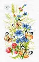 Цикорий и бабочки - Набор для вышивания счетным крестом 