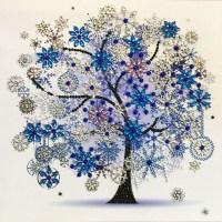 YX8060 Каролинка Зимнее дерево.Алмазная мозаика с декор.элементами 5Д 30х30см